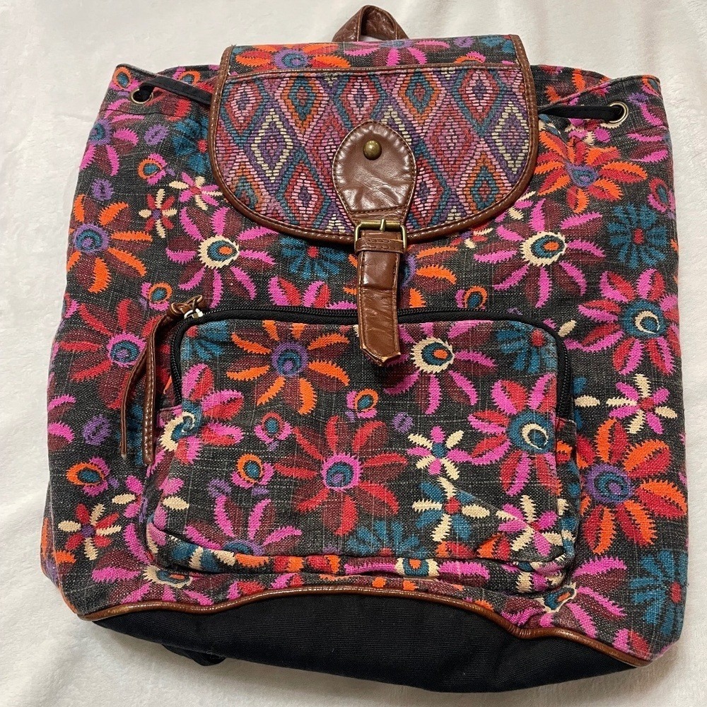 Mossimo Vintage Drawstring Backpack Vibrant Boho … - image 1